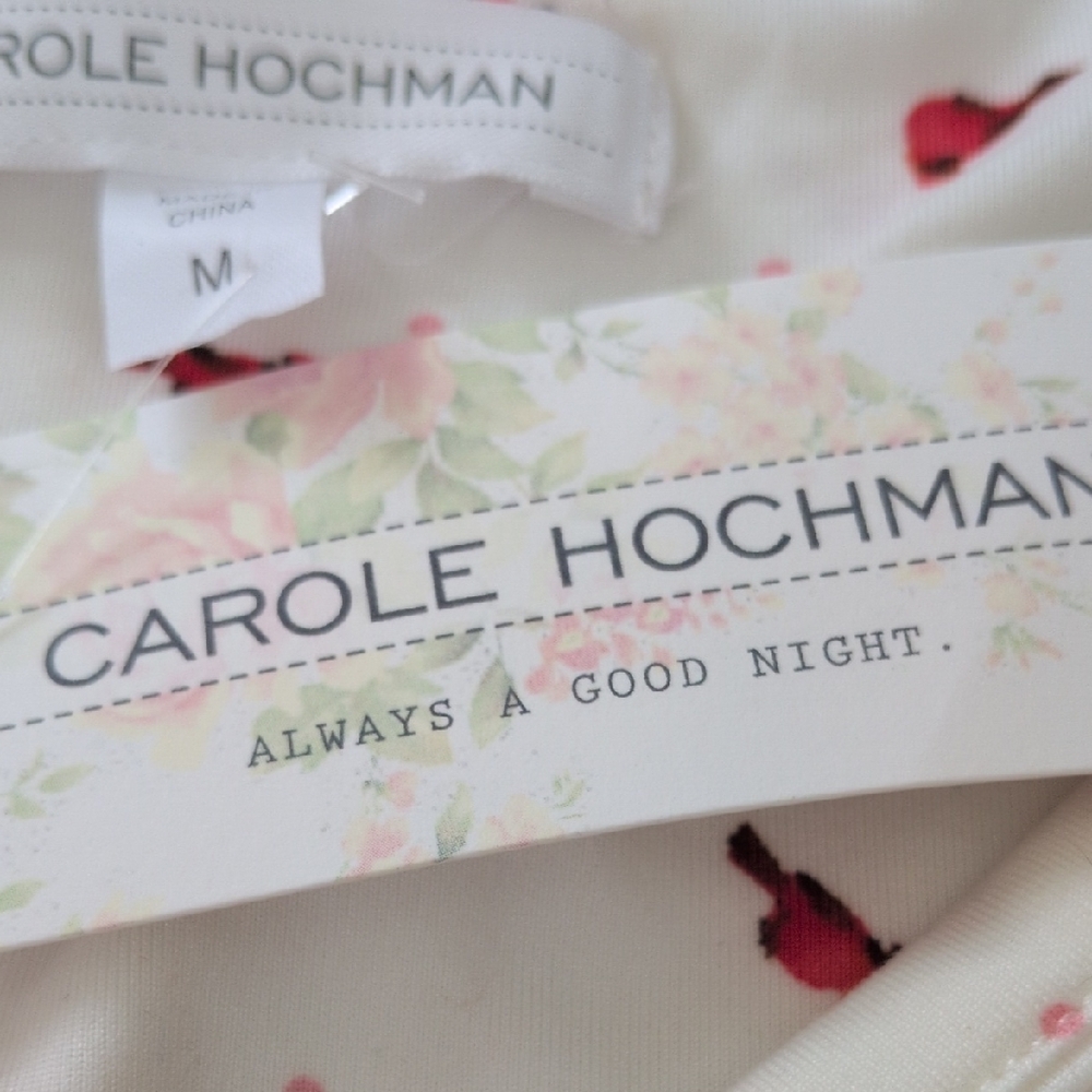 CAROLE HOCHMAN I NWT Brushed Ivory Long Sleeve Carinal Print Nightgown, M - Picture 6 of 11